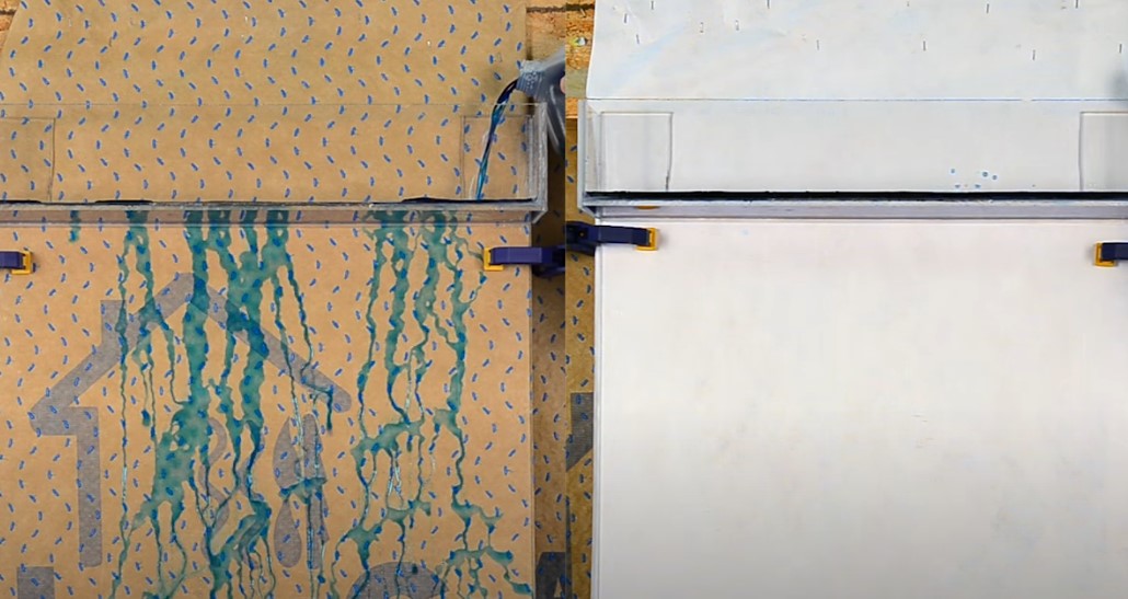 HydroGap vs. Standard Housewrap Drainage Comparison